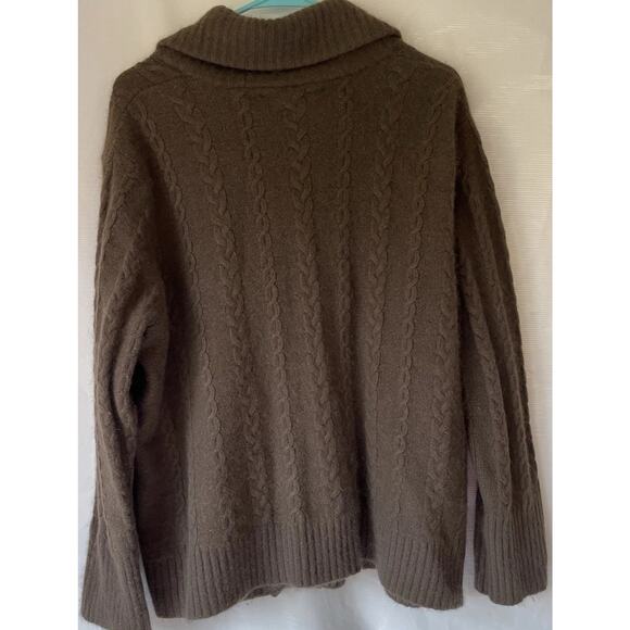 Carole Little Women’s Brown Cardigan 2X Angora Lambs Wool Cable Knit 2XL - Picture 2 of 6